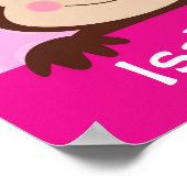 赤ちゃんサル 名前入りアートプリント 女の子 ポスター (角)