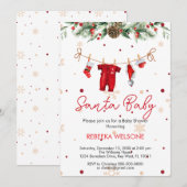 赤ちゃんサンタのクリスマスベイビーシャワー 招待状 (正面/裏面)