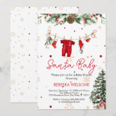 赤ちゃんサンタベイビー クリスマスベイビーシャワー 招待状 (正面/裏面)