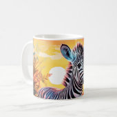 赤ちゃんシマウマの朝の陶器マグカップ コーヒーマグカップ (正面左)