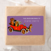 赤ちゃんシャワおもしろいー猫レトロカーパープル ラベル (インサイチュ)