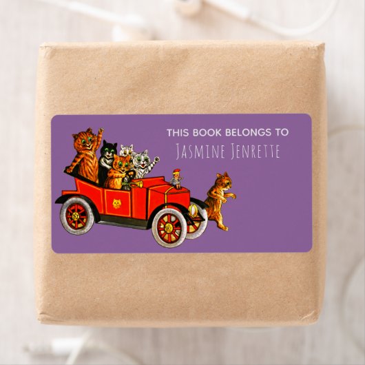 赤ちゃんシャワおもしろいー猫レトロカーパープル ラベル (インサイチュ)