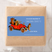 赤ちゃんシャワおもしろいー猫レトロ車キッズブルー ラベル (インサイチュ)