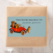 赤ちゃんシャワおもしろいー猫レトロ車キッズブルー ラベル (インサイチュ)