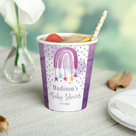 赤ちゃんシャワパーソナライズされたーパープルレインボー 紙コップ