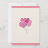 赤ちゃんシャワポップ・アートのーバルーンピンクガール振りかけるおもしろいs 招待状 (裏面)