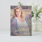 赤ちゃんシャワモダンーの写真の愛と感謝していスクリプト サンキューカード (スタンド正面)
