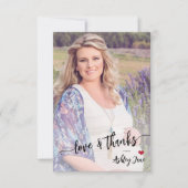 赤ちゃんシャワモダンーの写真の愛と感謝していスクリプト サンキューカード (正面)