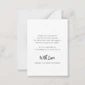 赤ちゃんシャワモダンーの写真の感謝していスクリプト ノートカード (裏面)