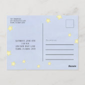 赤ちゃんシャワモダンーの水色の牛が月の上に飛び出した ポストカード (裏面)