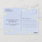 赤ちゃんシャワモダンーの水色の牛が月の上に飛び出した ポストカード (裏面)