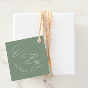 赤ちゃんシャワモダンースキュ感謝していーグリーン フェイバータグ