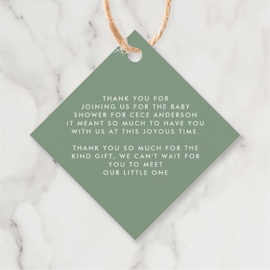 赤ちゃんシャワモダンースキュ感謝していーグリーン フェイバータグ (裏面)