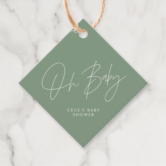 赤ちゃんシャワモダンースキュ感謝していーグリーン フェイバータグ (正面)