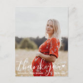 赤ちゃんシャワモダンースクリプトありがとう写真 ポストカード (正面)