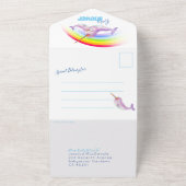 赤ちゃんシャワレインボーは青い水色を彩る オールインワン招待状 (外側)