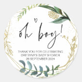 赤ちゃんシャワーああ男の子ママのパーティーの好意になる ラウンドシール (正面)