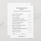 赤ちゃんシャワーあなたがどれくらいママを知っているか 招待状 (正面/裏面)