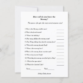 赤ちゃんシャワーあなたがどれくらいママを知っているか 招待状