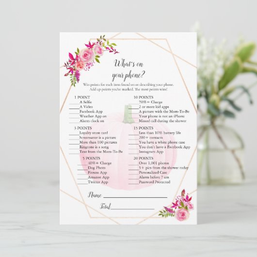 赤ちゃんシャワーあなたの電話ゲームのカボチャ何 招待状 (スタンド正面)