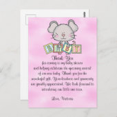 赤ちゃんシャワーありがとうお嬢ちゃんネズミ ポストカード (正面/裏面)