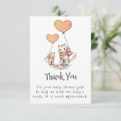 赤ちゃんシャワーありがとうお母さんベビー猫&バルーン サンキューカード (スタンド正面)