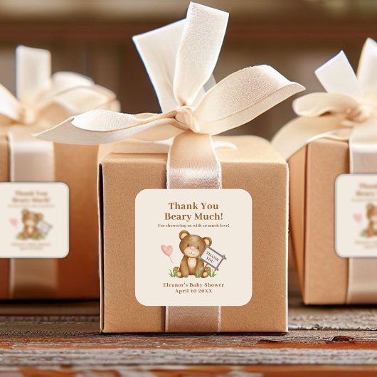 赤ちゃんシャワーありがとうございありがとう スクエアシール