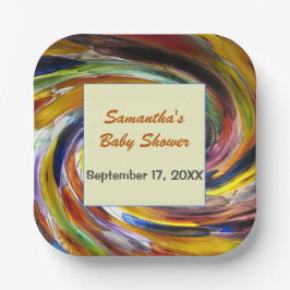 赤ちゃんシャワーありがとうござ男女兼用うカラフル ペーパープレート