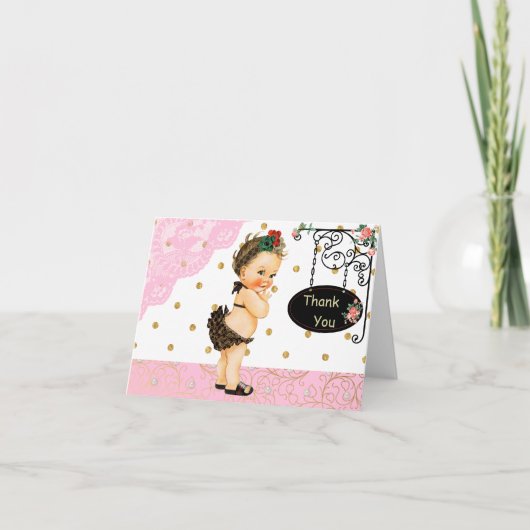 赤ちゃんシャワーありがとうご注意 サンキューカード (正面)