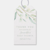 赤ちゃんシャワーありがとうエレガントグリーンウォーター色 ギフトタグ (正面)