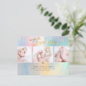 赤ちゃんシャワーありがとうカラフルブラシストローク ポストカード (スタンド正面)