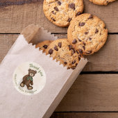 赤ちゃんシャワーありがとうグリーンテディベア ラウンドシール