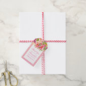 赤ちゃんシャワーありがとうシックな花ブーケピンク ギフトタグ (より糸付き)