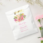 赤ちゃんシャワーありがとうシックな花ブーケピンク フェイバーバッグ (封をした状態)