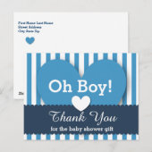 赤ちゃんシャワーありがとうストライプハートV05 BLUE ポストカード (正面/裏面)