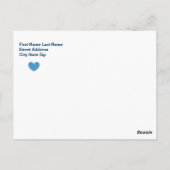 赤ちゃんシャワーありがとうストライプハートV05 BLUE ポストカード (裏面)