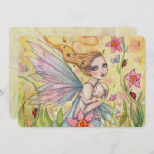 赤ちゃんシャワーありがとうノート母とベビー妖精 サンキューカード (正面/裏面)