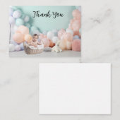 赤ちゃんシャワーありがとうバルーン写真の背景 ノートカード (正面/裏面)