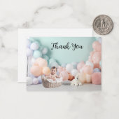 赤ちゃんシャワーありがとうバルーン写真の背景 ノートカード (正面/裏面インサイチュ)