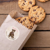 赤ちゃんシャワーありがとうピンクテディベア ラウンドシール