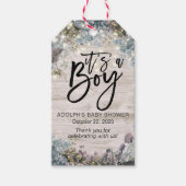 赤ちゃんシャワーありがとうフローラストリングライトウッド ギフトタグ (正面)