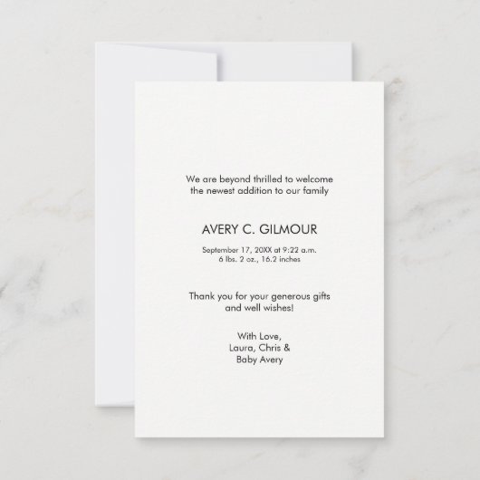 赤ちゃんシャワーありがとう写真誕生発表 サンキューカード (裏面)