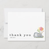 赤ちゃんシャワーありがとう名前は眠っている象ピンク ノートカード (正面)