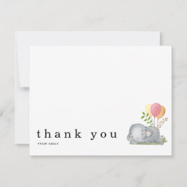 赤ちゃんシャワーありがとう名前は眠っている象ピンク ノートカード