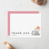 赤ちゃんシャワーありがとう名前は眠っている象ピンク ノートカード (正面/裏面インサイチュ)