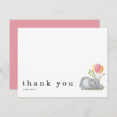 赤ちゃんシャワーありがとう名前は眠っている象ピンク ノートカード (正面/裏面)