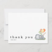 赤ちゃんシャワーありがとう名前エレファントスリープ黄色 ノートカード (正面)