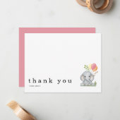 赤ちゃんシャワーありがとう名前エレファントノートカード ノートカード (正面/裏面インサイチュ)