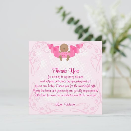赤ちゃんシャワーありがとう女の子の赤ちゃん女の子 招待状 (スタンド正面)