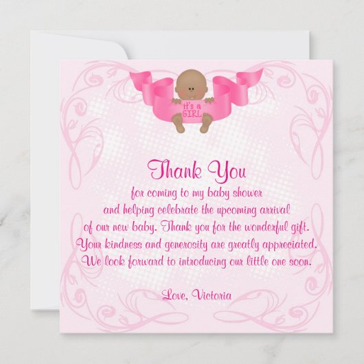 赤ちゃんシャワーありがとう女の子の赤ちゃん女の子 招待状 (正面)